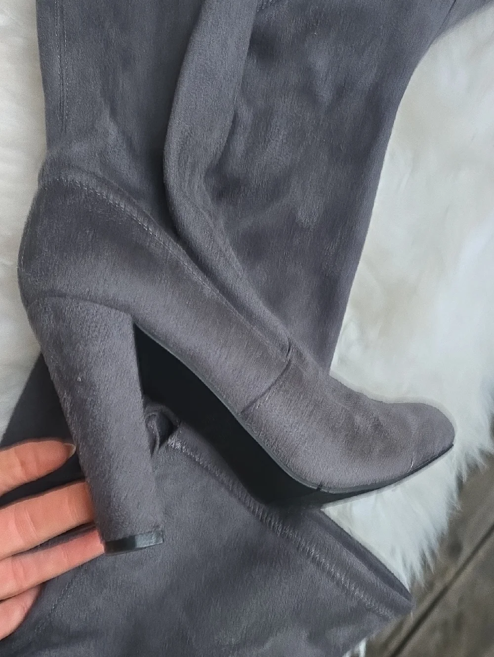 Steve Madden Gorgeous Gray So Suede Over The Knee Heeled Boots 6.5